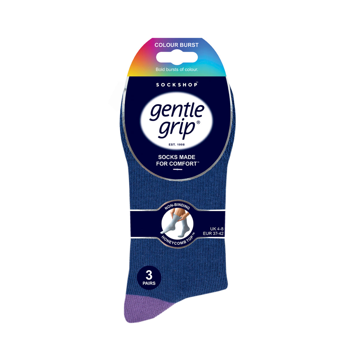 Lot de 3 paires de chaussettes en coton pour femme - Couleur éclatante