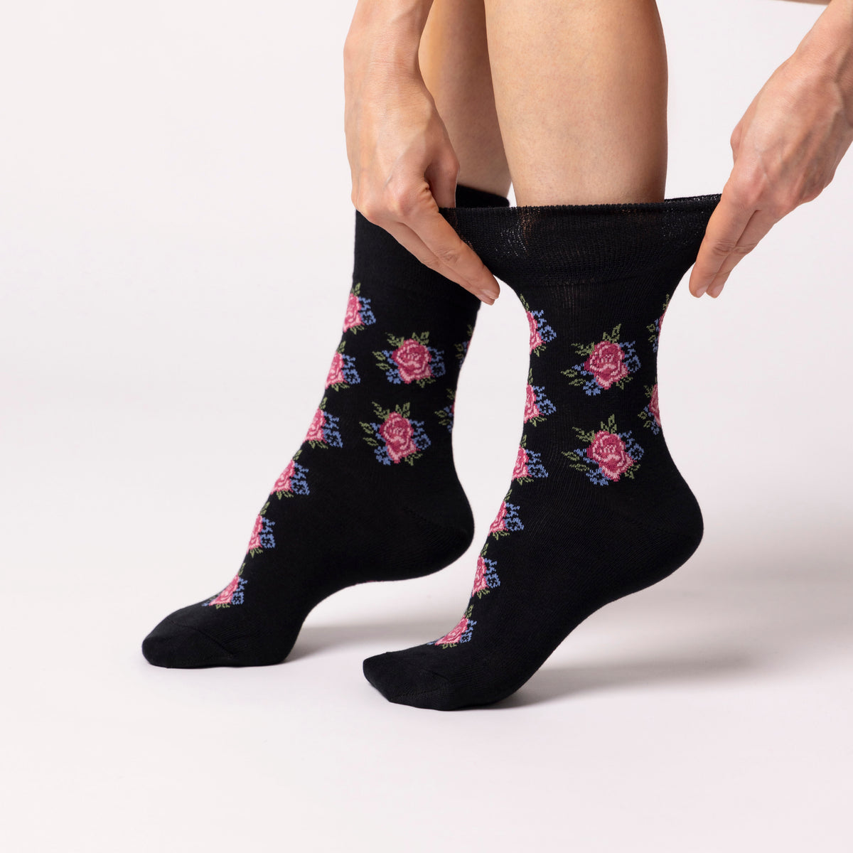 3 paires de chaussettes en coton pour femme - Rose noire