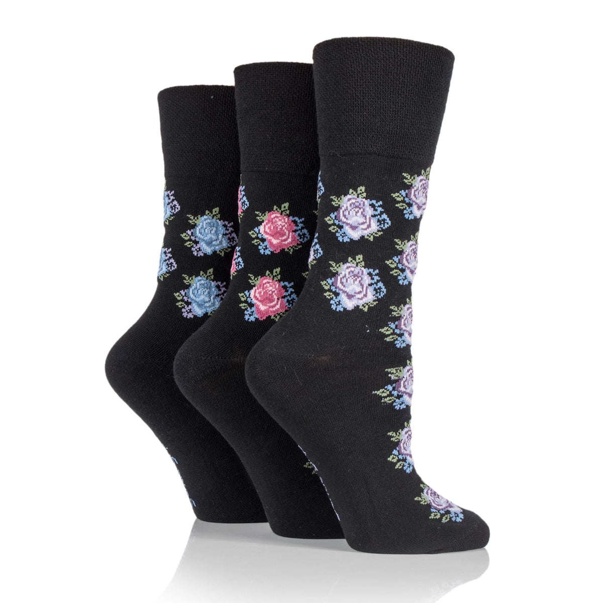 3 paires de chaussettes en coton pour femme - Rose noire