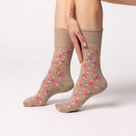 Charger l&#39;image dans la galerie, 3 paires de chaussettes en coton pour femme - Bleu/Fleurs neutres
