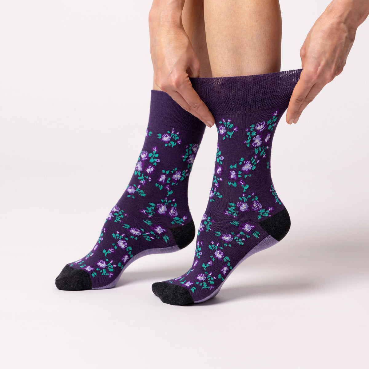 3 paires de chaussettes en coton pour femme - Sophie Floral Purple