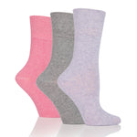 Charger l&#39;image dans la galerie, 3 paires de chaussettes unies en coton pour femme - Gris/Lavande/Rose
