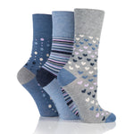 Charger l&#39;image dans la galerie, 3 paires de chaussettes en bambou pour femme - Denim
