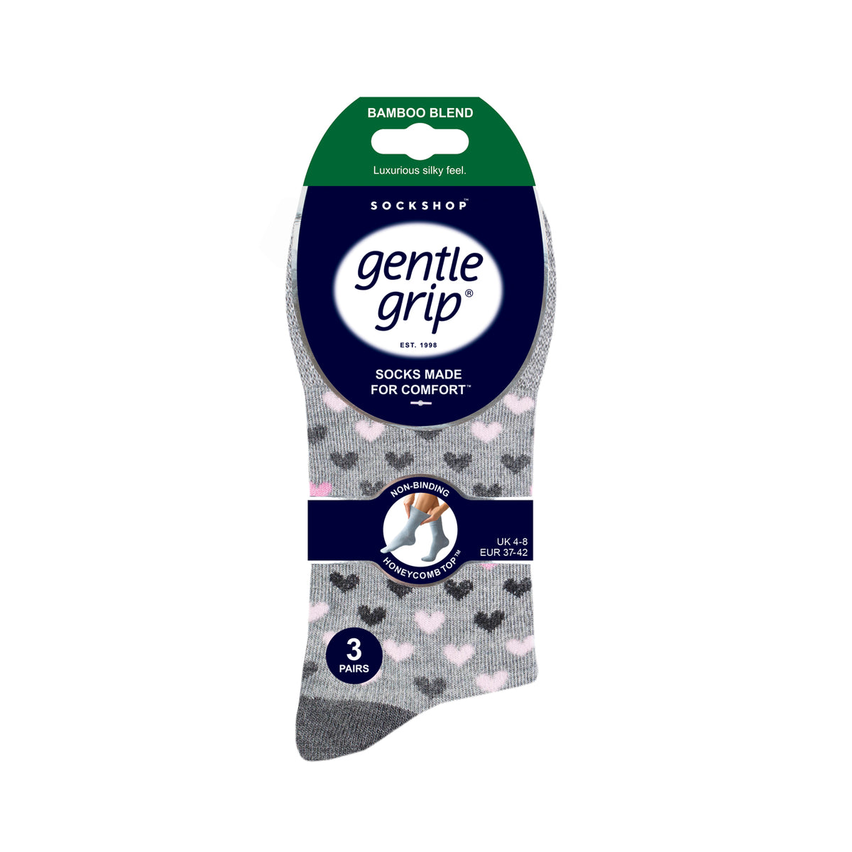 3 Pairs Ladies Bamboo Socks - Grey