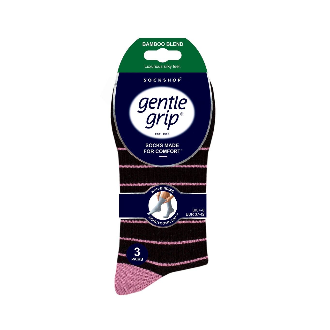 3 Pairs Ladies Bamboo Socks - Minimal Stripe