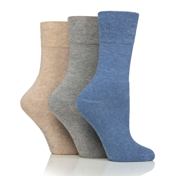 3 Pairs Ladies Bamboo Leisure Socks - Denim Mix
