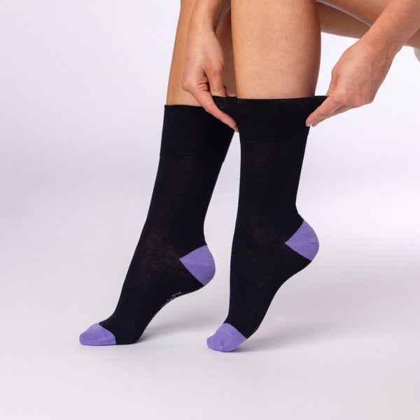 3 paires de chaussettes en coton pour femme - Noir et anthracite