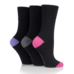 Load image into Gallery viewer, 3 Pairs Ladies Heel &amp; Toe Cotton Socks - Black and Charcoal

