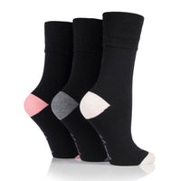 3 paires de chaussettes en coton pour femme - Noir et gris