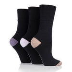 Charger l&#39;image dans la galerie, 3 paires de chaussettes en coton pour femme - Noir et mauve
