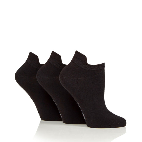 3 Pairs Ladies Cotton Trainer Socks - Black