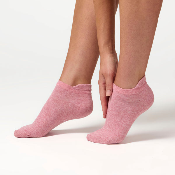 3 Pairs Ladies Cotton Trainer Socks - Light Pink/Natural/Grey