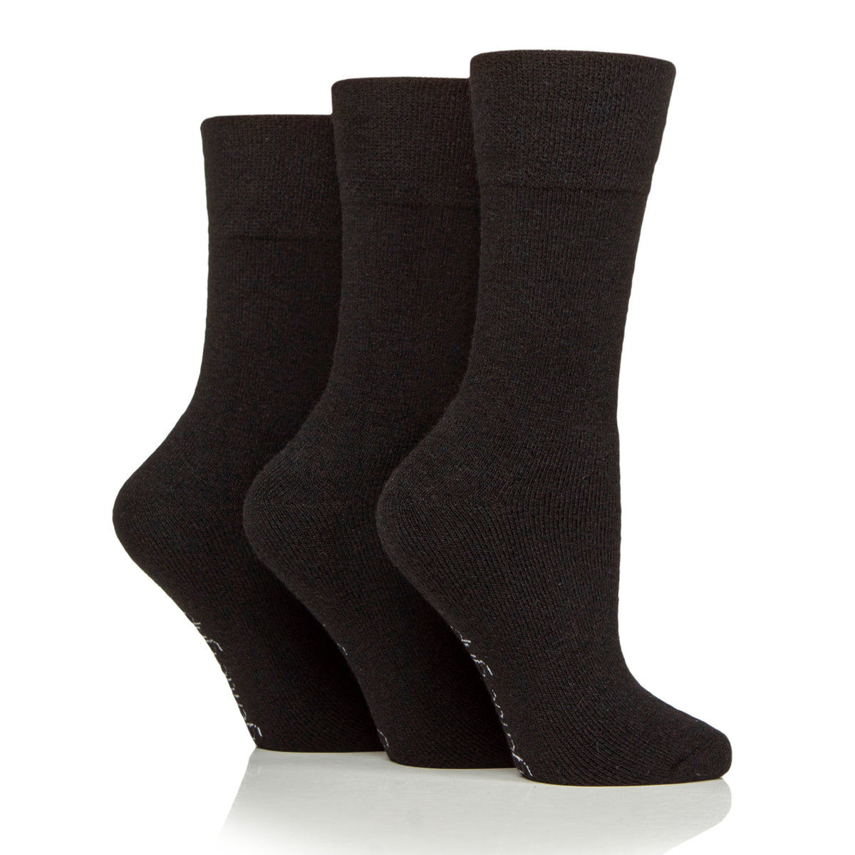 1 paire de chaussettes de marche en laine noires pour diabétiques