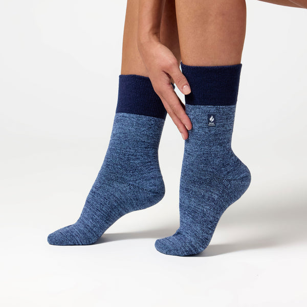 1 Pair Ladies Thermal Socks - Soft Navy / Dream Blue