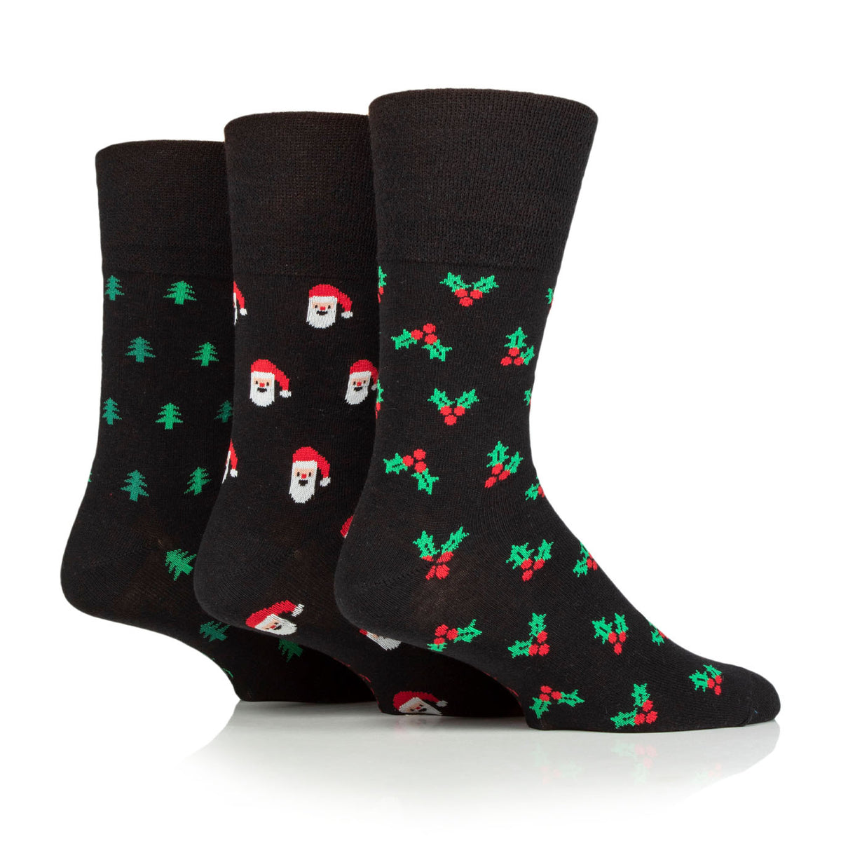 Lot de 3 paires de chaussettes de Noël amusantes pour homme - Mélange Père Noël