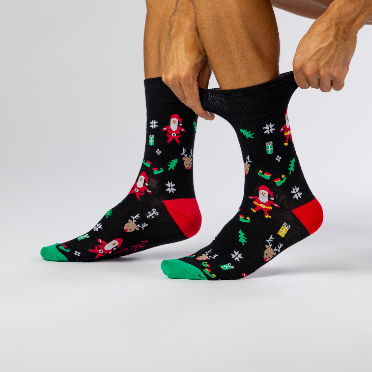 Lot de 3 paires de chaussettes de Noël amusantes pour homme - Mélange de houx
