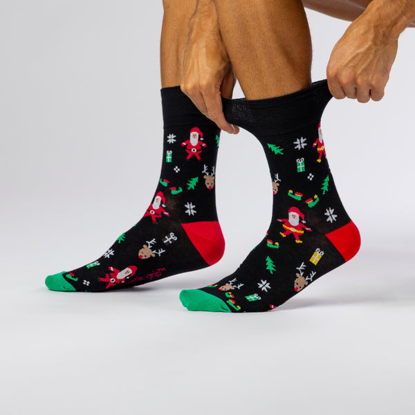 Lot de 3 paires de chaussettes de Noël amusantes pour homme - Mélange de houx