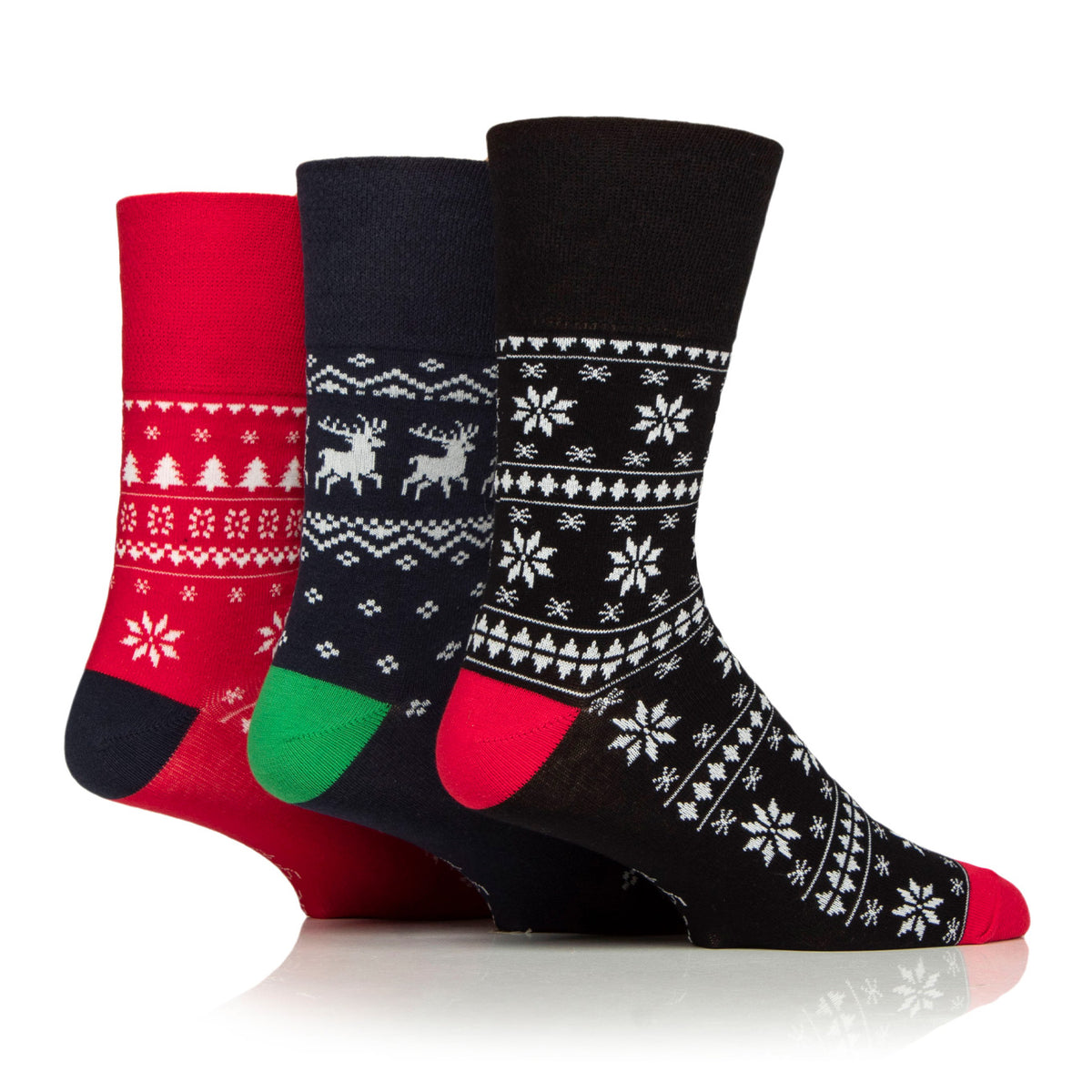 Lot de 3 paires de chaussettes de Noël amusantes pour homme - Motif jacquard
