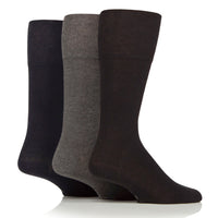 3 Pairs Men's Knee High Cotton Socks - Black/Navy/Grey