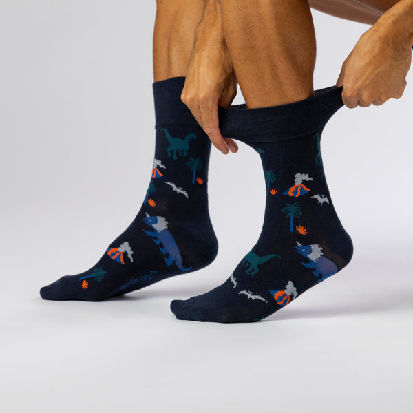 Lot de 3 paires de chaussettes amusantes en coton pour homme - Dinosaure