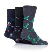 Lot de 3 paires de chaussettes amusantes en coton pour homme - Dinosaure