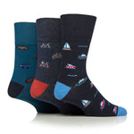 Load image into Gallery viewer, 3 Pairs Men&#39;s Fun Feet Cotton Socks - Vehicles
