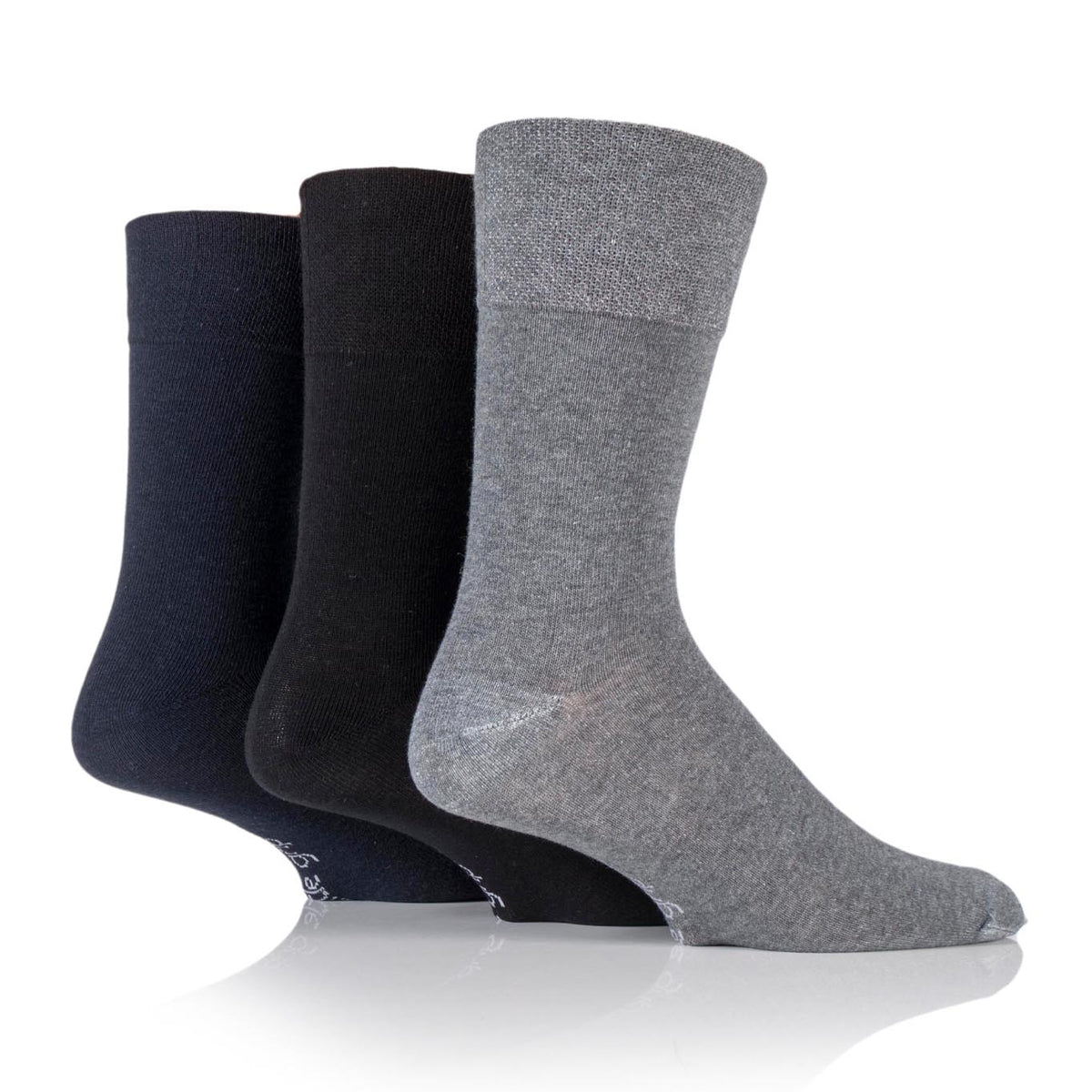 3 paires de chaussettes unies en coton pour homme - Noir/Bleu marine/Gris