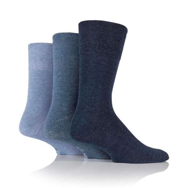 3 Pairs Men's Bigfoot Cotton Socks - Blue Mix