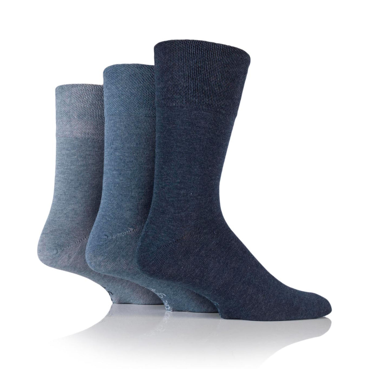 Lot de 3 paires de chaussettes unies en coton pour homme - Mélange bleu