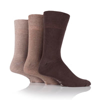 3 paires de chaussettes unies en coton pour homme - Mélange marron