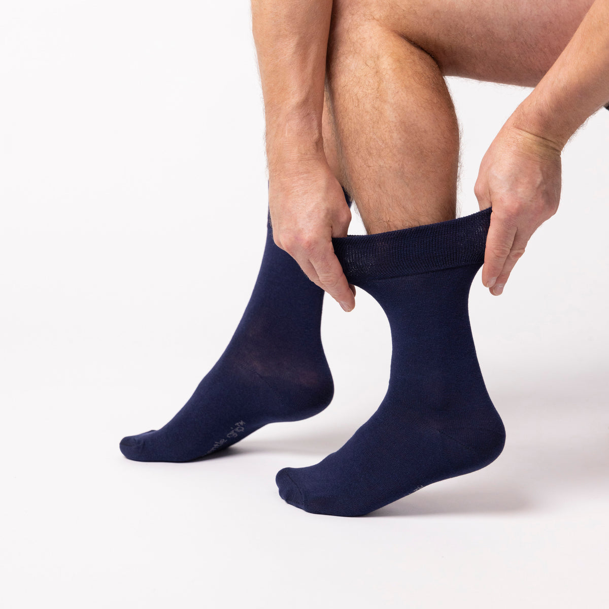 3 paires de chaussettes unies en coton pour homme - Bleu marine