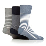 Charger l&#39;image dans la galerie, Lot de 3 paires de chaussettes de Noël en coton pour homme – Rayures bleu marine
