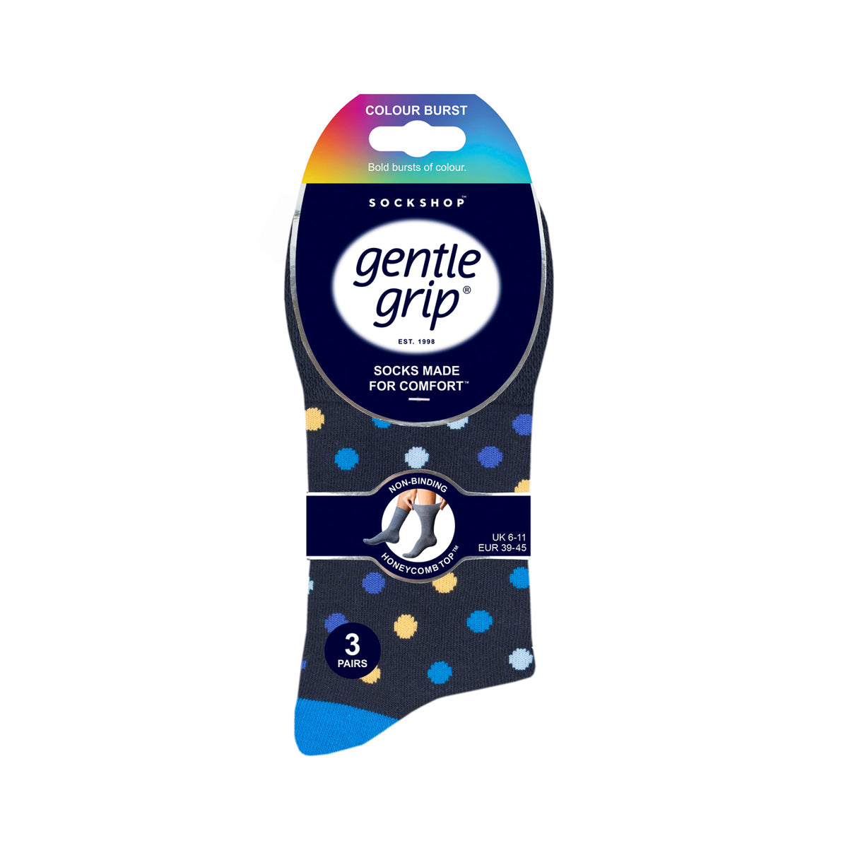 3 Pairs Men's Colourburst Cotton Socks - Spot