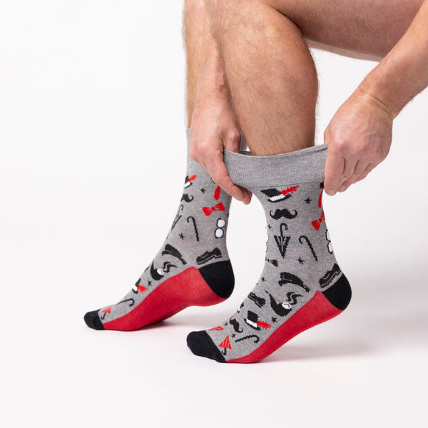 3 Pairs Men's Fun Feet Cotton Socks - Gentleman