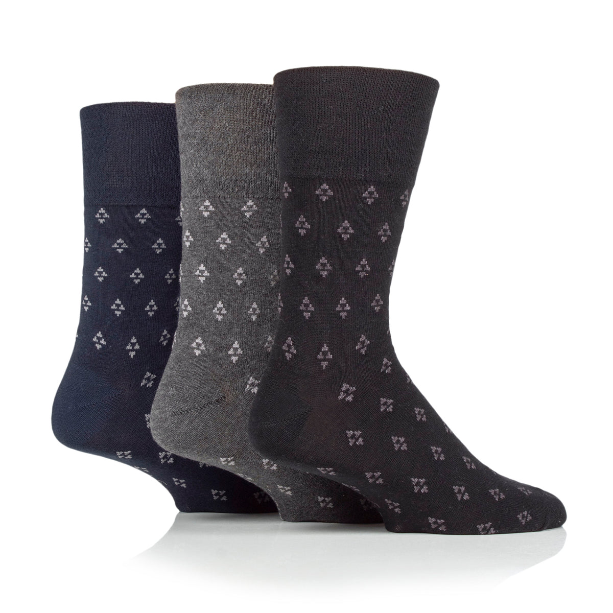 3 Pairs Men's Twilight Cotton Socks - Black/Navy/Charcoal