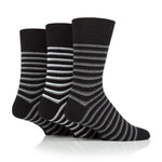 Charger l&#39;image dans la galerie, Lot de 3 paires de chaussettes en coton à rayures variées Litha pour homme - Noir
