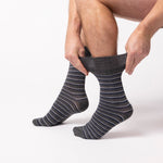 Charger l&#39;image dans la galerie, Lot de 3 paires de chaussettes en coton à rayures variées pour homme Litha - Mélange noir
