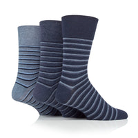 Lot de 3 paires de chaussettes en coton à rayures variées Litha pour homme - Bleu marine