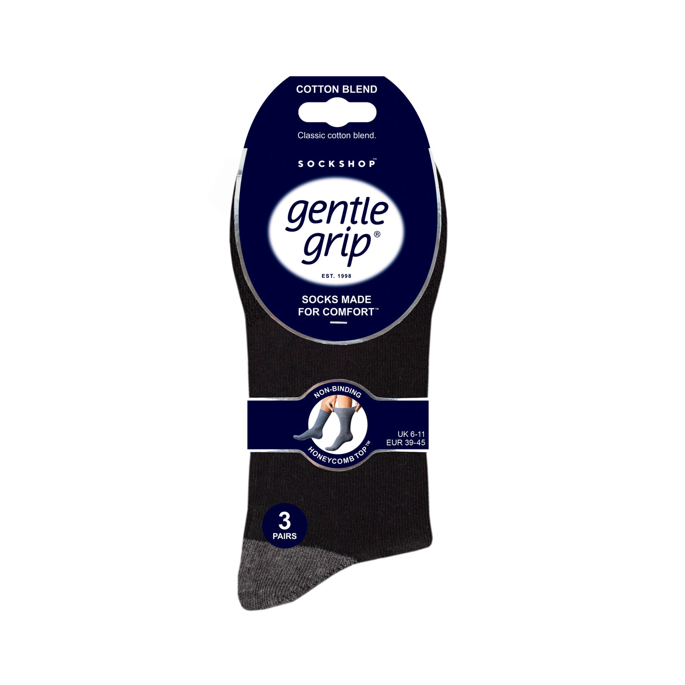 Lot de 3 paires de chaussettes en coton Apex pour homme - Noir