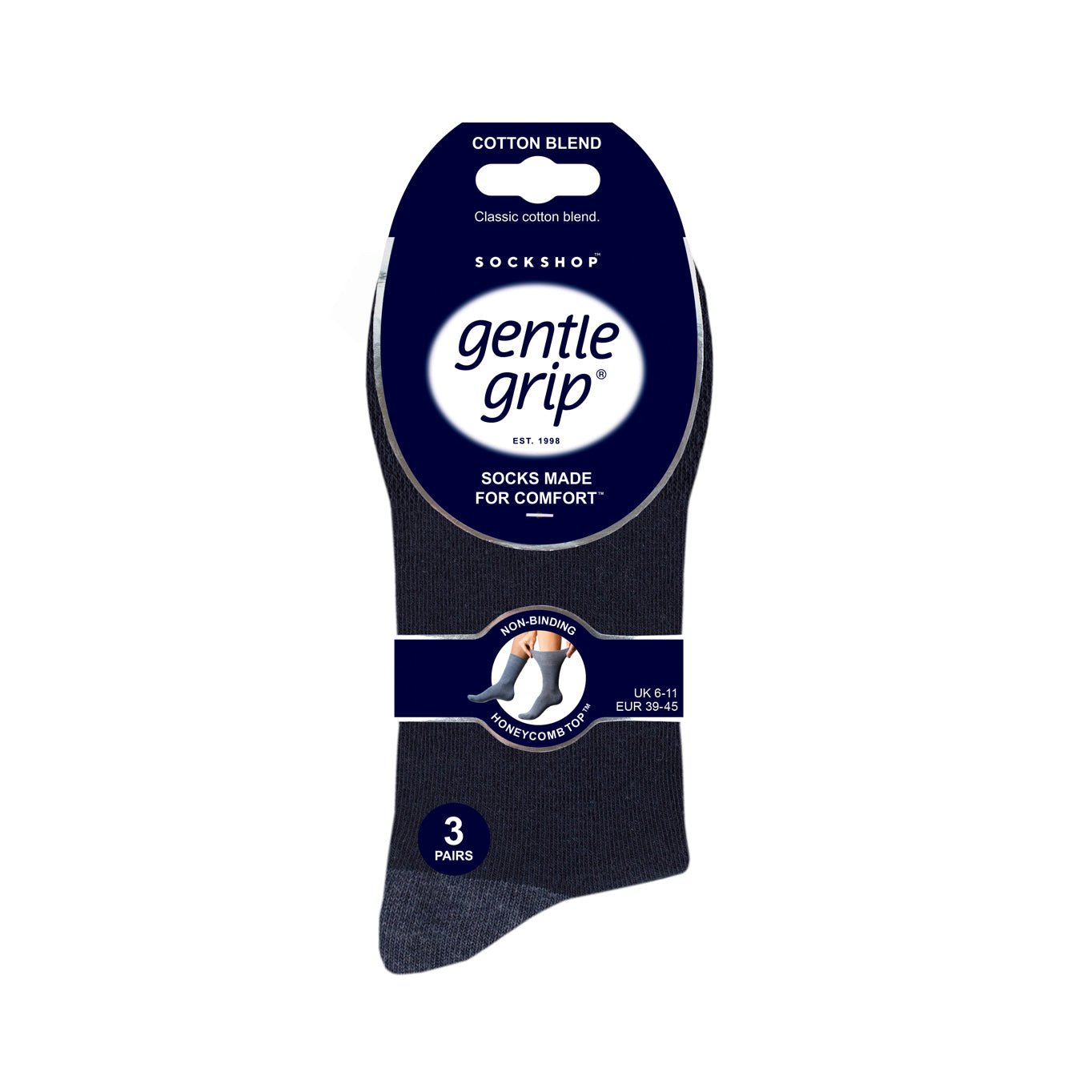 Lot de 3 paires de chaussettes en coton Apex pour homme - Bleu marine