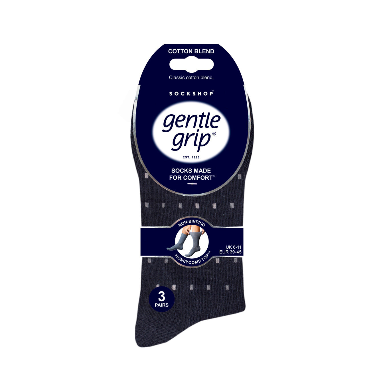 3 Pairs Men's Concerto Cotton Socks - Black/Navy/Charcoal