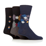 Charger l&#39;image dans la galerie, Lot de 3 paires de chaussettes en coton à motif losanges pour homme - Metro
