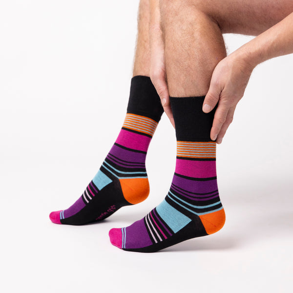 3 Pairs Men's Colourburst Cotton Socks - Vibrant Vision