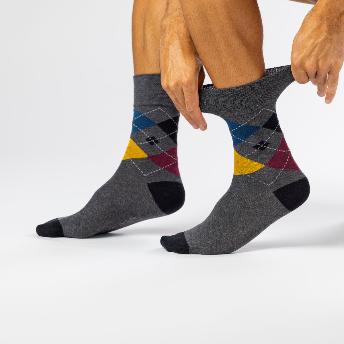 3 Pairs Men's Argyle Cotton Socks - Rustic Mix