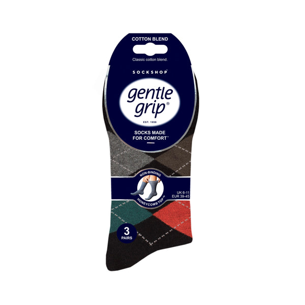 3 Pairs Men's Argyle Cotton Socks - Rustic Mix