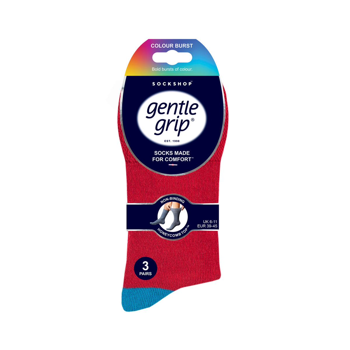 Lot de 3 paires de chaussettes en coton pour homme, motif éclatant de couleurs – Royal