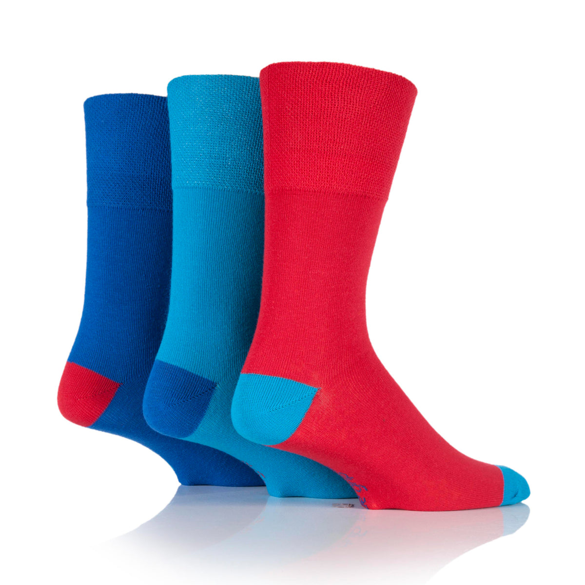 Lot de 3 paires de chaussettes en coton pour homme, motif éclatant de couleurs – Royal