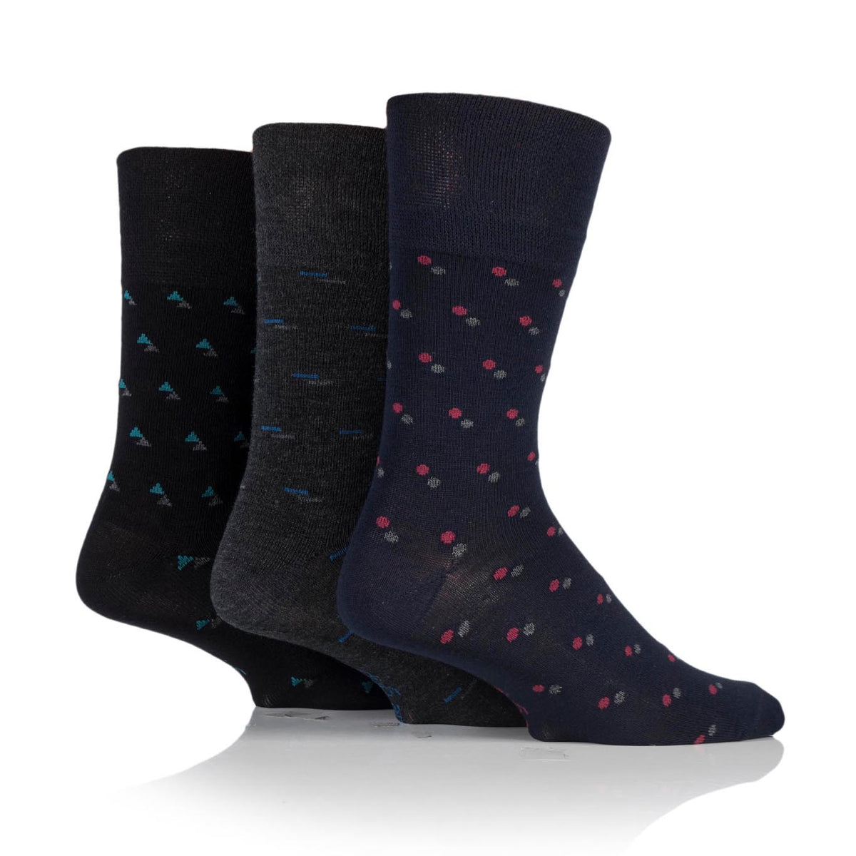 3 paires de chaussettes en bambou pour homme - Noir/Bleu marine/Anthracite