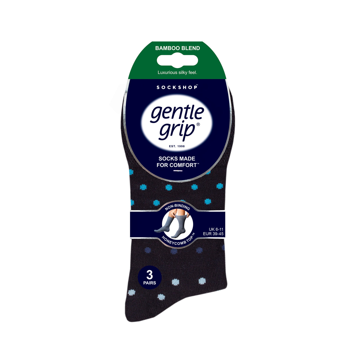 Lot de 3 paires de chaussettes en bambou pour homme – Éclipse bleu marine