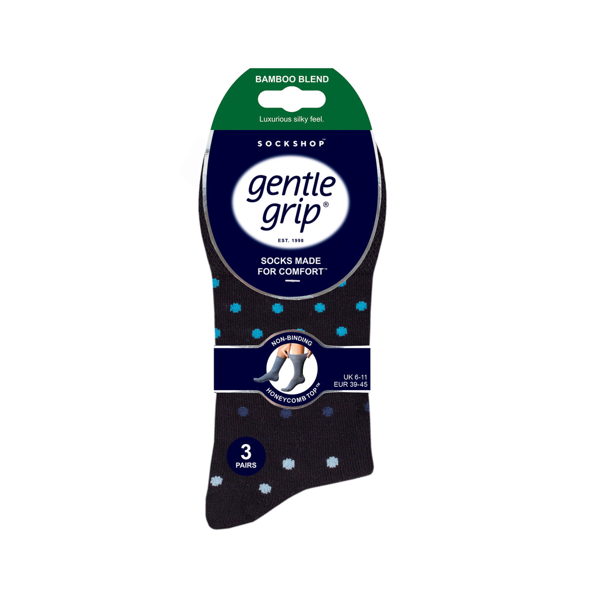 Lot de 3 paires de chaussettes en bambou pour homme – Éclipse bleu marine